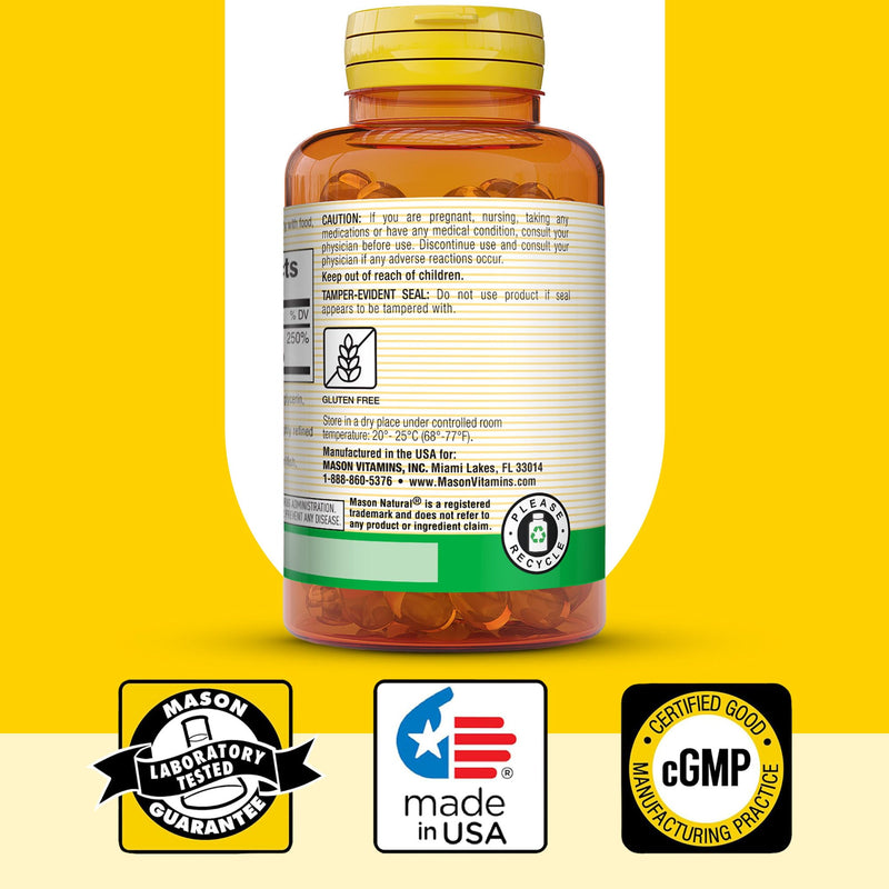 MASON NATURAL Vitamin D3 2000 IU Ultra Strength, 180 Day Supply | 50mcg (2000 IU) D3 from fish liver oil to support calcium absorption, strong bones, teeth & immune function; 180 softgels 60 Count (Pack of 3)