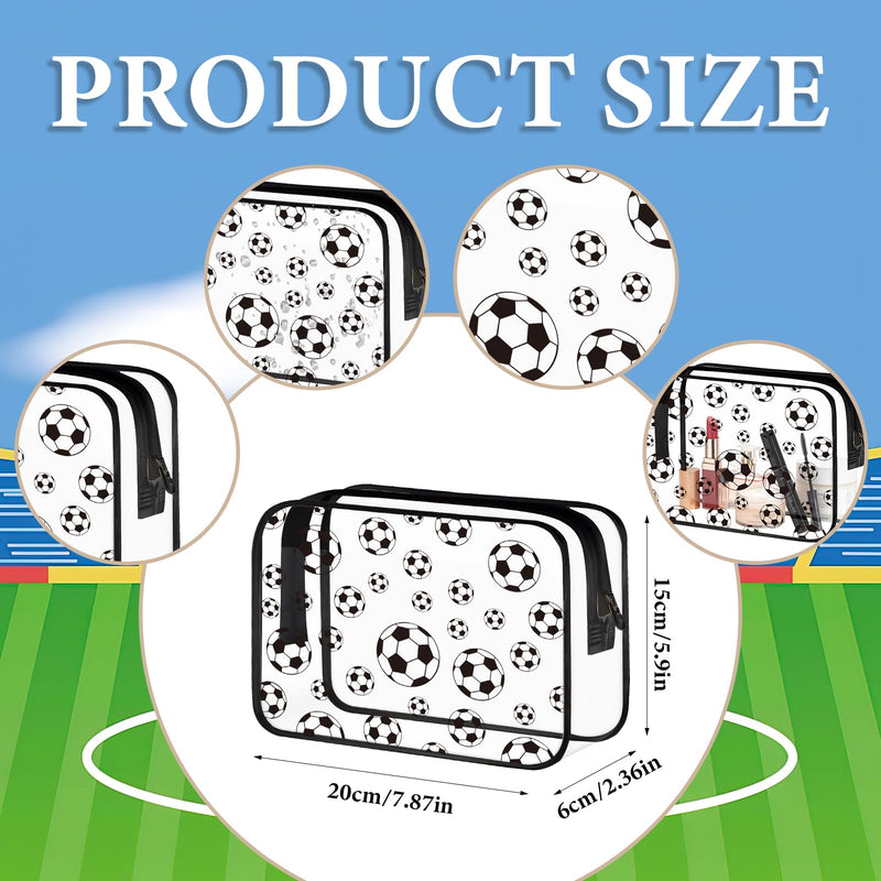 20 Pcs Soccer Clear Makeup Bags Bulk, PVC Zipper Cosmetic Pouches | Waterproof Travel Bags for Soccer Teams, Sports Party Favors, Goodie Bags, Toiletries and Small Gifts,7.9 x 5.9 x 2.4 Inch