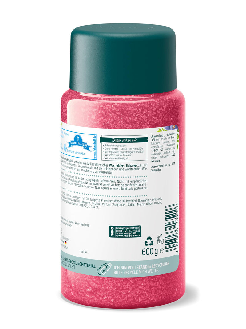 [Australia] - Kneipp Bath Crystals Muscle Active - with valuable essential juniper, wintergreen and rosemary oil - warming and beneficial for the muscles - 600g, 1 juniper, wintergreen, rosemary 600g (pack of 1) 