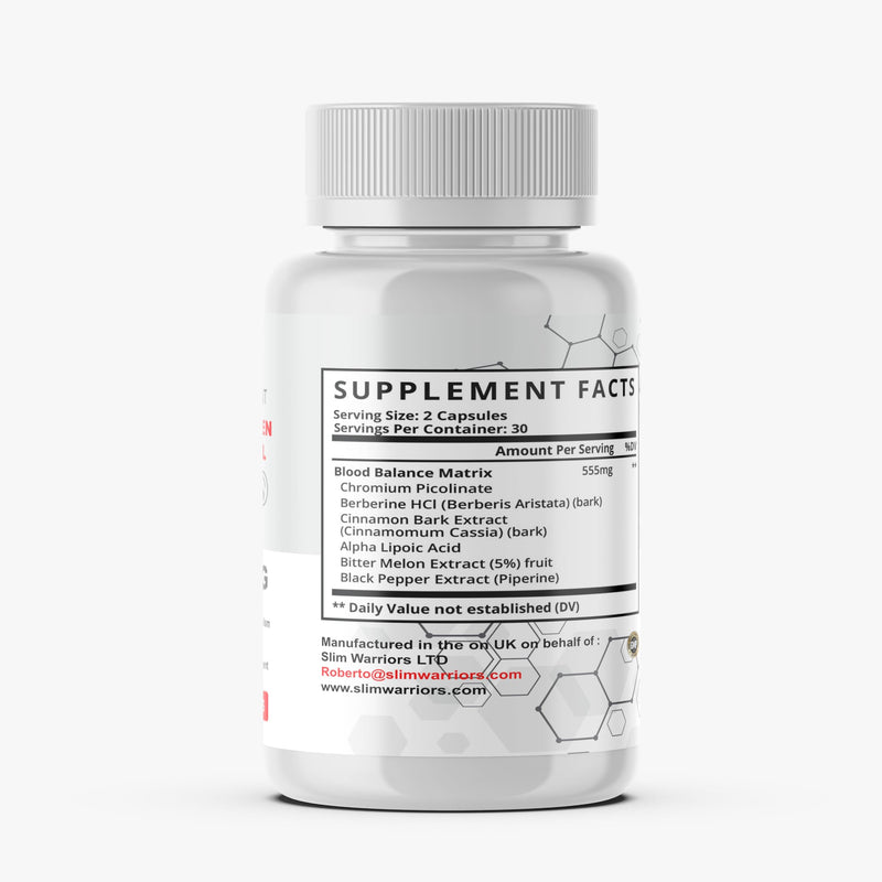 Glycoguard Glycogen Control - Blood Sugar Support & Weight Management | 100% Natural / 60 Capsules/Food Supplement- Slim Warriors