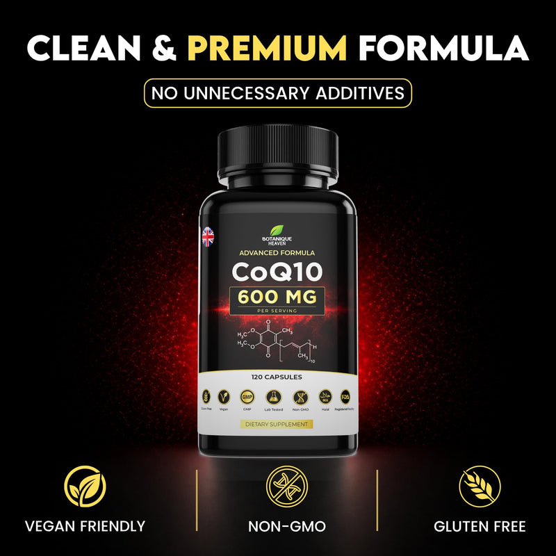 CoQ10 600mg Per Capsule – High Potency Coenzyme Q10 (Ubiquinone) – 120 Vegan Capsules – One Per Day – Clean Formula – Non-GMO & Gluten Free Supplement