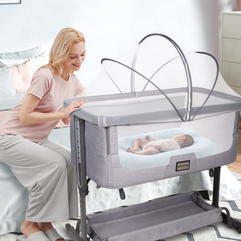 [Australia] - Beberoad Love Bassinet Mosquito Net Cover - Breathable Mesh Canopy with 2-Way Zipper for Baby Cribs, Bedside Sleepers & Travel Cribs (White) Bassinet Cover-white 