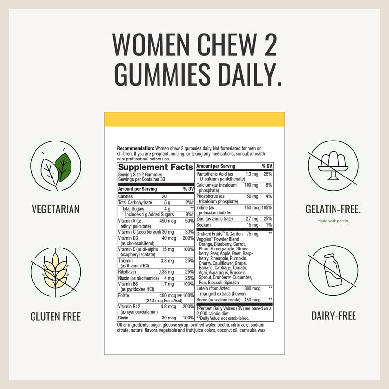 Nature's Way Alive! Women’s and Men’s 50+ Gummy Multivitamins, B-Vitamins, Delicious Flavors, 60 Gummies Per Bottle