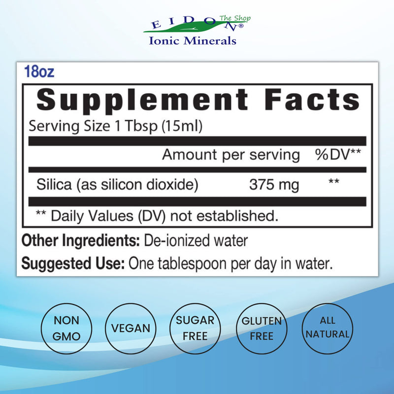 [Australia] - Eidon Ionic Minerals Liquid Silica Mineral Concentrate - for Hair, Skin and Nails, Silica Drops to Support Collagen Production, Joint and Bone Health, Helps Manage Calcium, No Added Sugar - 18 oz 18 Fl Oz (Pack of 1) 