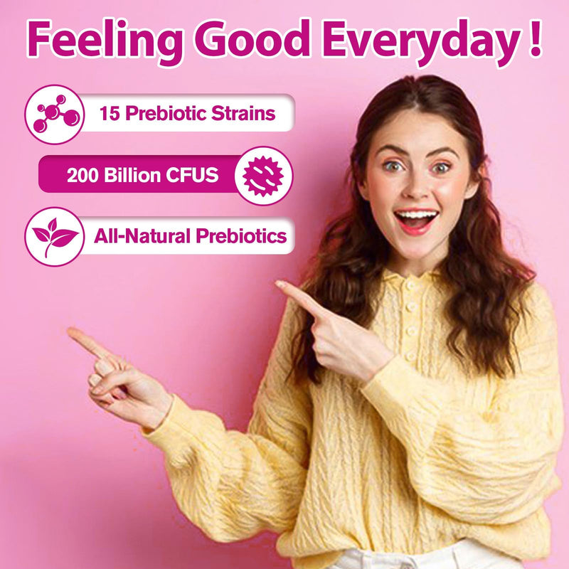 26-in-1 Probiotics for Women with 200 Billion CFUs 15 Strains, Digestive Enzymes & Cranberry Extract, Natural Prebiotics Vaginal Probiotics for Gut Health, Urinary, Immune, Digestion - 120 Vegan Caps