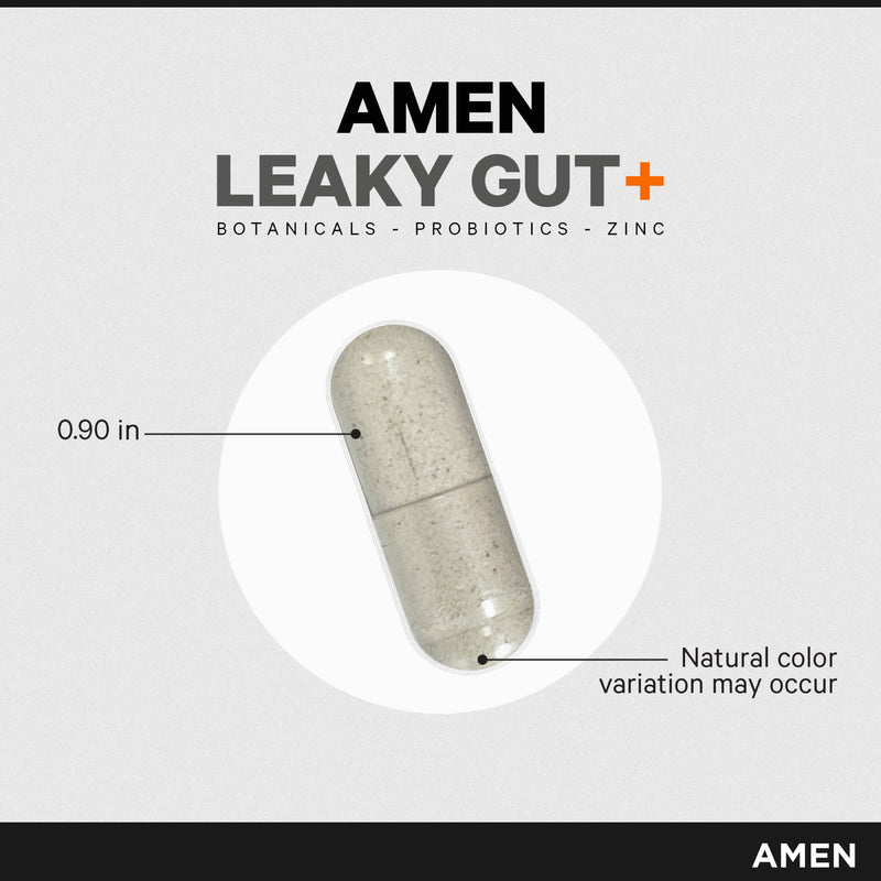 [Australia] - Amen Leaky Gut Supplements - Advanced Formula with Bioavailable L Glutamine, Zinc, Turmeric, Licorice Root - Bowel and Stomach Probiotics & Fermented Prebiotics - Vegan, Non-GMO - 90 Capsules 90 Count (Pack of 1) 