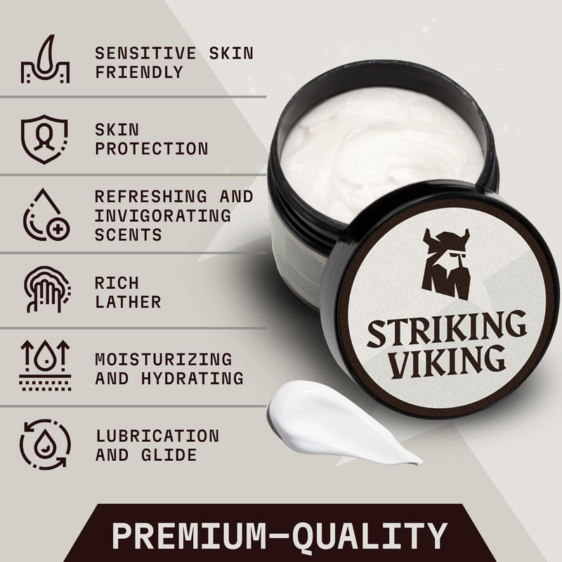 Striking Viking Men's Shaving Cream - 5.3 oz, Unscented - Sensitive Skin & Travel Shave Cream 5.3 Ounce (Pack of 1)