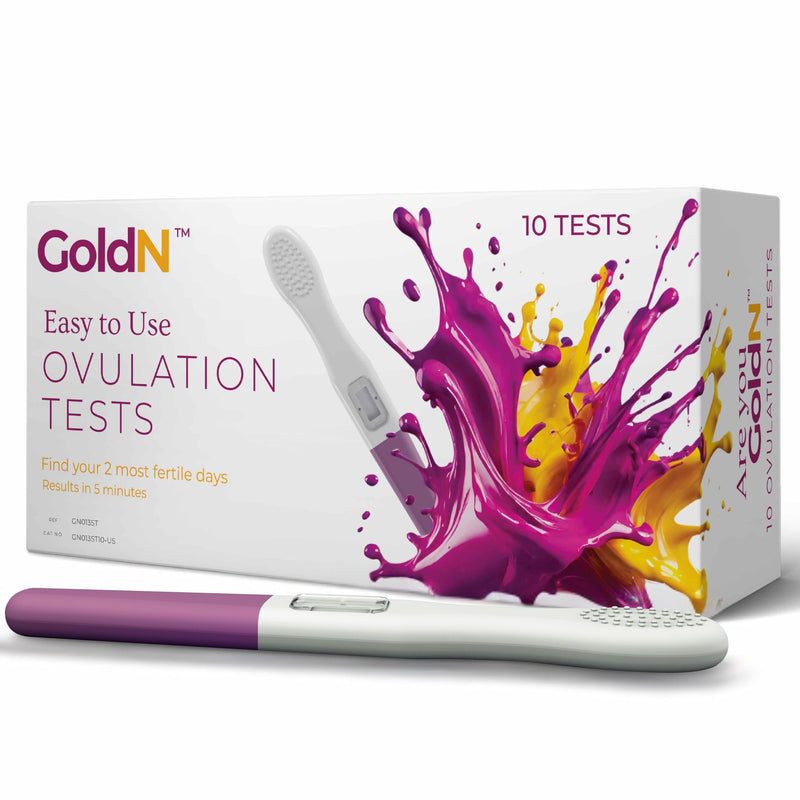 GoldN™ Easy to Use Ovulation Test Predictor Kit 10 Count | Midstream LH Surge Fertility Test | Easy At-Home Tracker | Fast 5-Minute Results | Hygienic, Mess-Free, Accurate Trying To Conceive (TTC) Aid