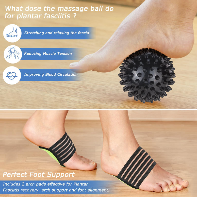 [Australia] - Plantar Fasciitis Night Splint with Massage Ball & Arch Pads, Foot Brace Support for Achilles Tendonitis, Foot Drop & Heel Spur – Adjustable Night Splint for Women & Men, Black 