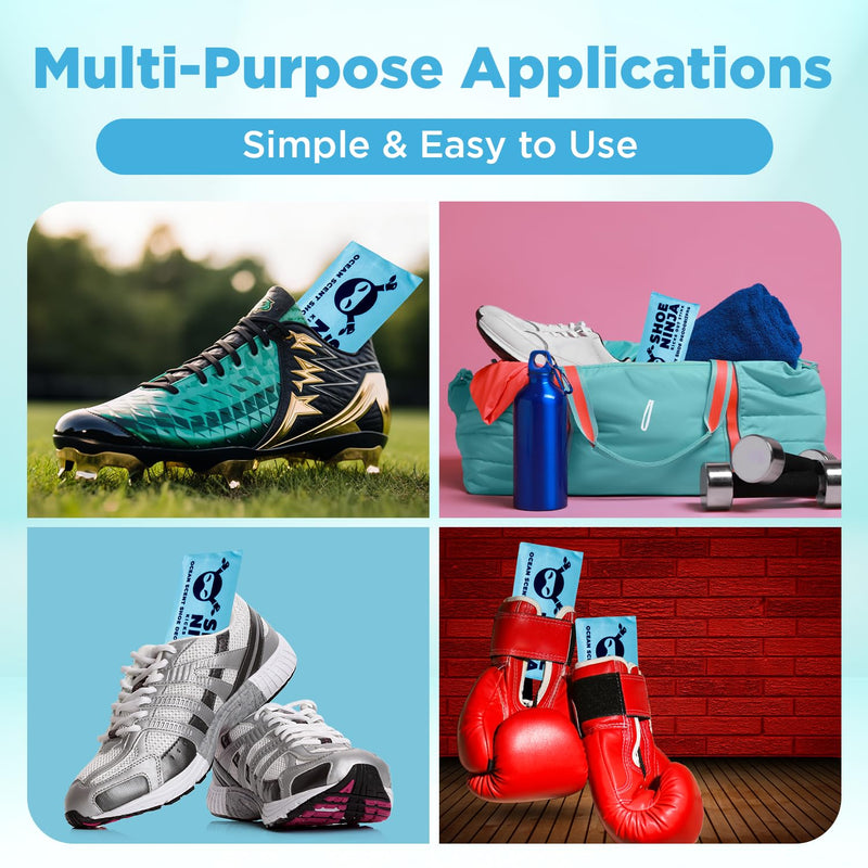 [Australia] - Shoe Ninja Shoe Deodorizer - Shoe Odor Elimination with Activated Charcoal, Versatile and Reusable Shoe Smell Remover, Boxing Glove Deodorizer, and Shoe Freshener, Great for Sports - 1 Pack Count of 2 Ocean 1 Count (Pack of 2) 