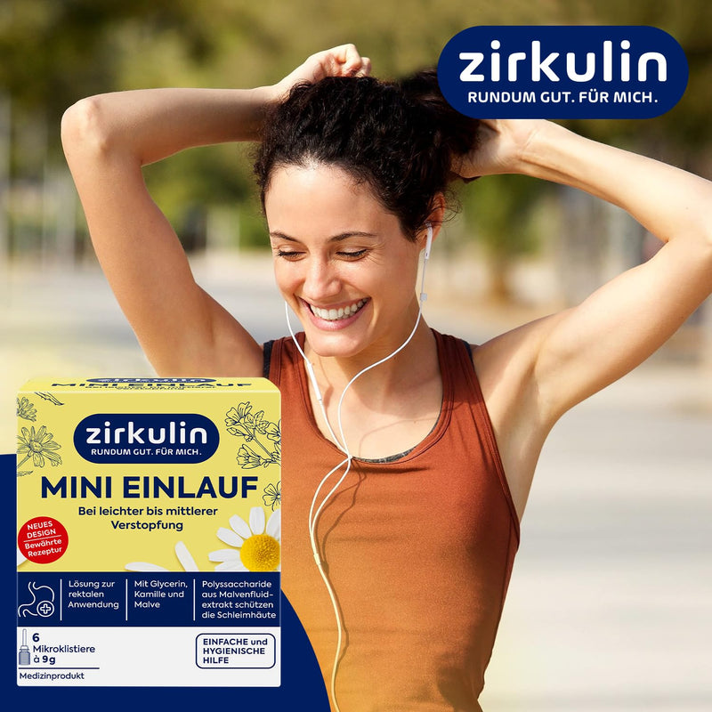 [Australia] - Zirkulin mini enema, enema for mild to moderate constipation, with glycerin, chamomile and mallow, stimulates intestinal emptying, 1 x 6 microenemas of 9g each, 6 pieces (pack of 1) 