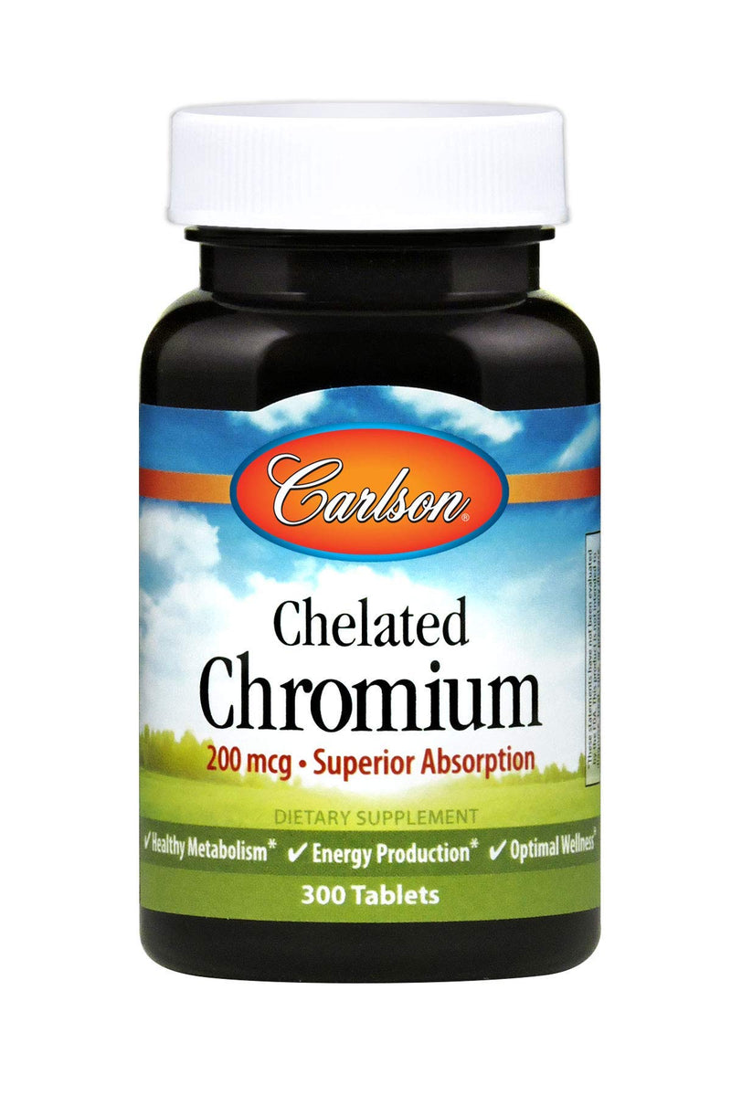 [Australia] - Carlson Chelated Chromium 200 mcg Superior Absorption - Healthy Metabolism Energy Production & Optimal Wellness - 300 Tablets Unflavored 300 Count (Pack of 1) 
