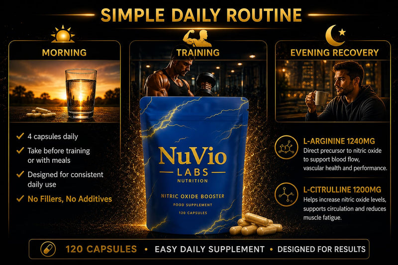 Nitric Oxide Supplement for Men - High Strength 3140mg Science Backed L-Arginine/L-Citrulline - Nitric Oxide Booster for Support of Blood Flow, Male Health, Energy & Gym Pump | Nuvio Labs Nutrition