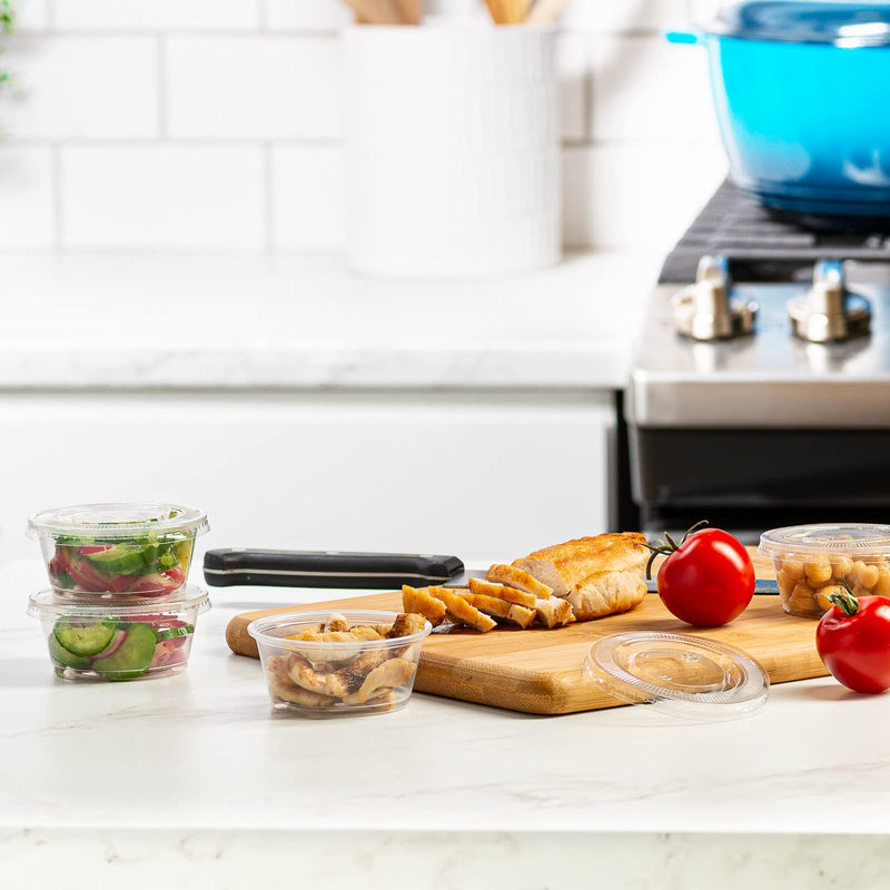 [Australia] - Comfy Package [200 Sets - 2 oz.] Plastic Disposable Portion Cups with Lids, Souffle Cups, Jello Cups 2 oz. 