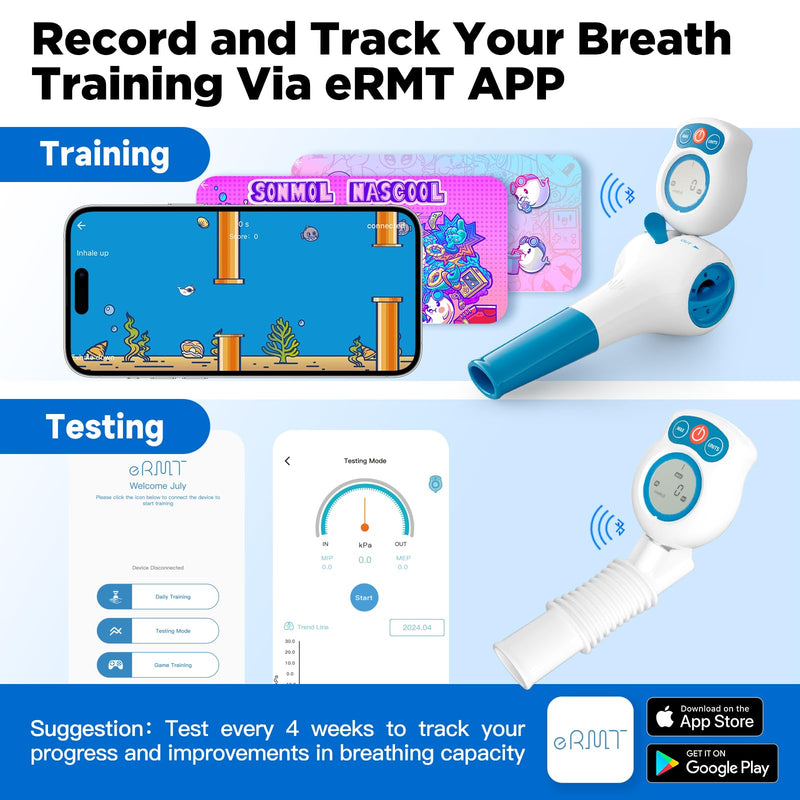 [Australia] - Digital Breathing Exercise Device for Lungs | Lung Trainer for Respiratory Muscle Training | Breathing Trainer for Better Breath | Lung Exerciser Device Mobile App Included 
