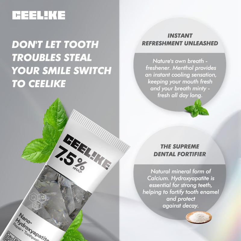 [Australia] - Hydroxyapatite Toothpaste & Lysozyme Whitening Toothpaste Duo - for Teeth Strengthening, Enamel Repair, Whitening, Fresh Breath & Daily Oral Care 75HY+39C 