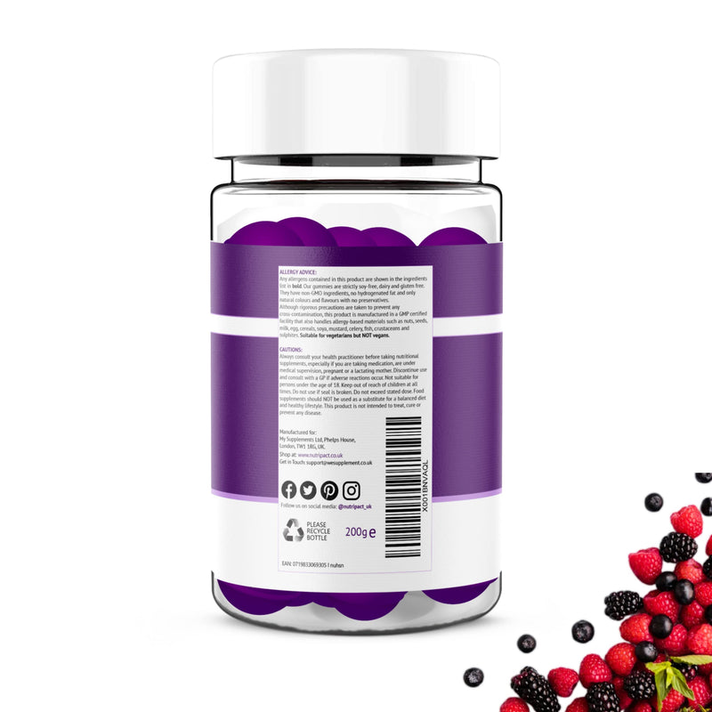 Hair, Skin & Nail Beauty Gummies - Biotin, Zinc, Vitamin D3, Selenium, Vitamin C - 60 Vegetarian Berry Chewable Vitamins - Multivitamins & Minerals Supplement - Gluten, Dairy, Soy & GMO Free
