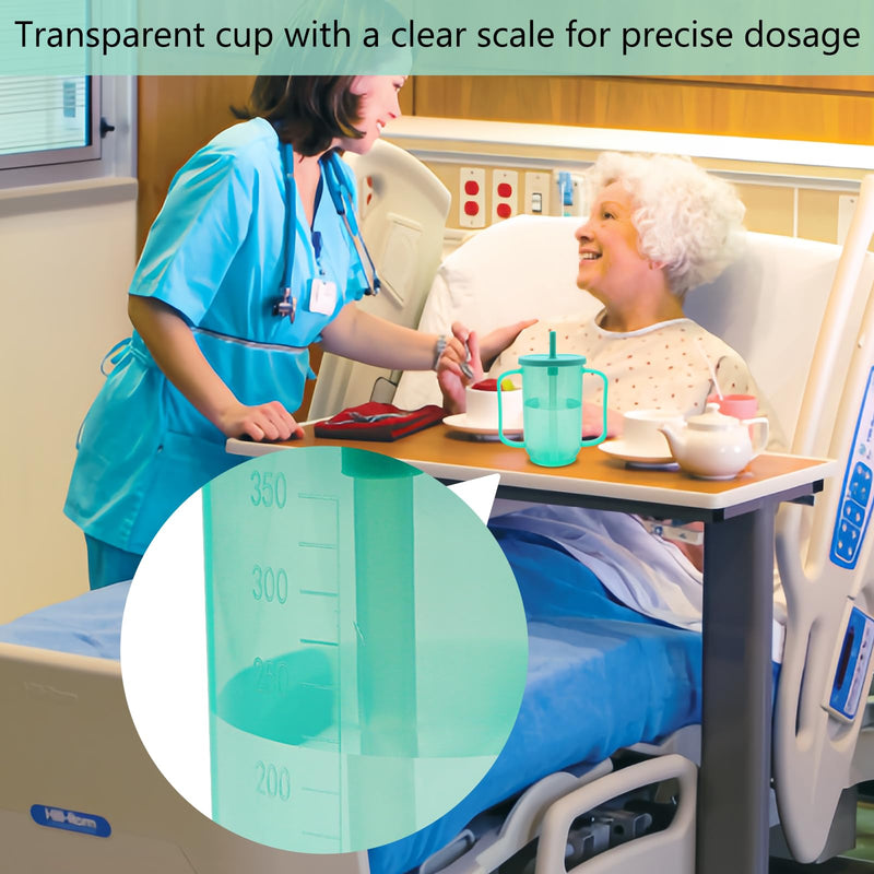 Adult Sippy Cup with Straw and Lid, Non Spill Cups for Elderly, Beakers for Elderly, Feeder Cup for Bedridden Patients, Feeding Cup for The Elderly, Disabled