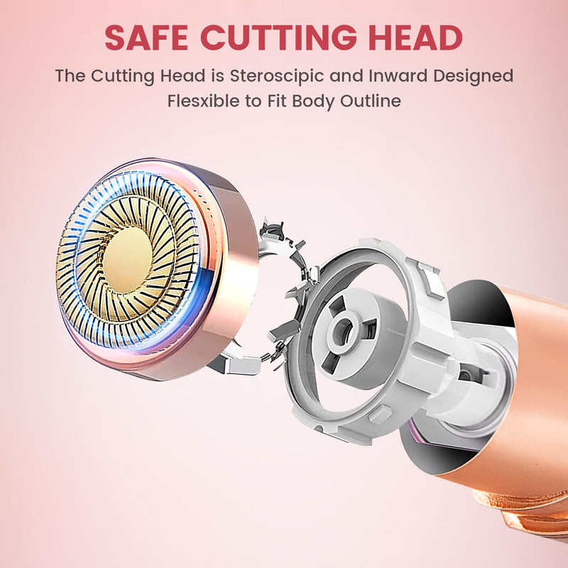 [Australia] - Facial Hair Removal for Women, Portable Painless Hair Remover Device, Rechargeable, with 4 Replacement Heads, for Face, Upper Lip and Chin Pink 