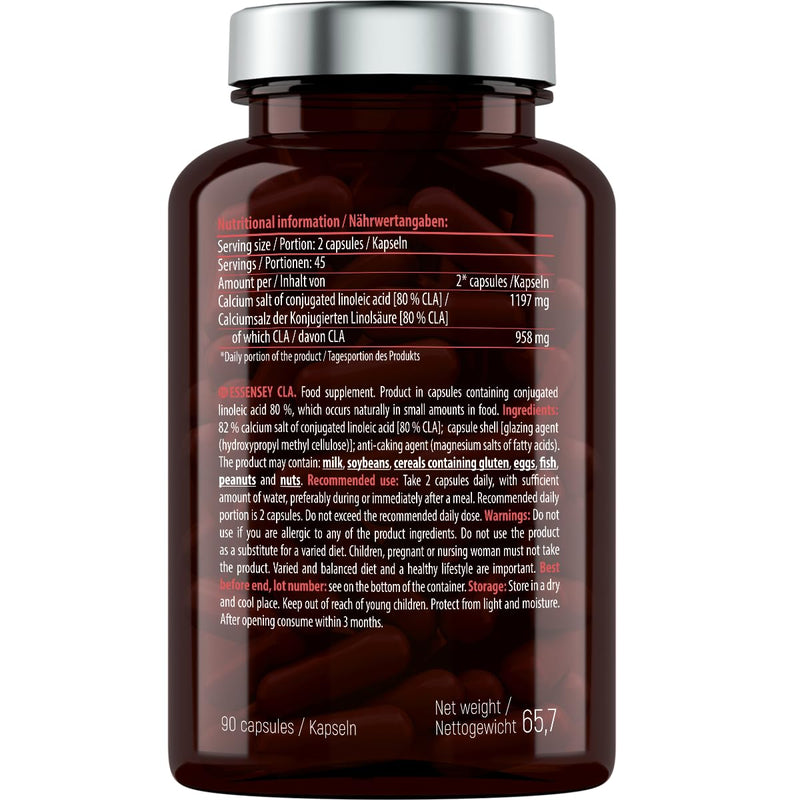 [Australia] - ESSENSEY - CLA capsules I 958 mg per recommended daily dose I 90 capsules I For vegetarians I 120 daily doses I Cellulose capsule 