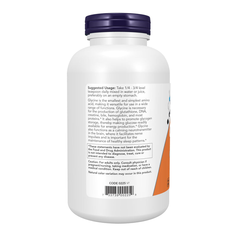 NOW Foods Supplements, Glycine Pure Powder, Promotes Restful Sleep*, Neurotransmitter Support*, 1-Pound 1 Pound (Pack of 1)