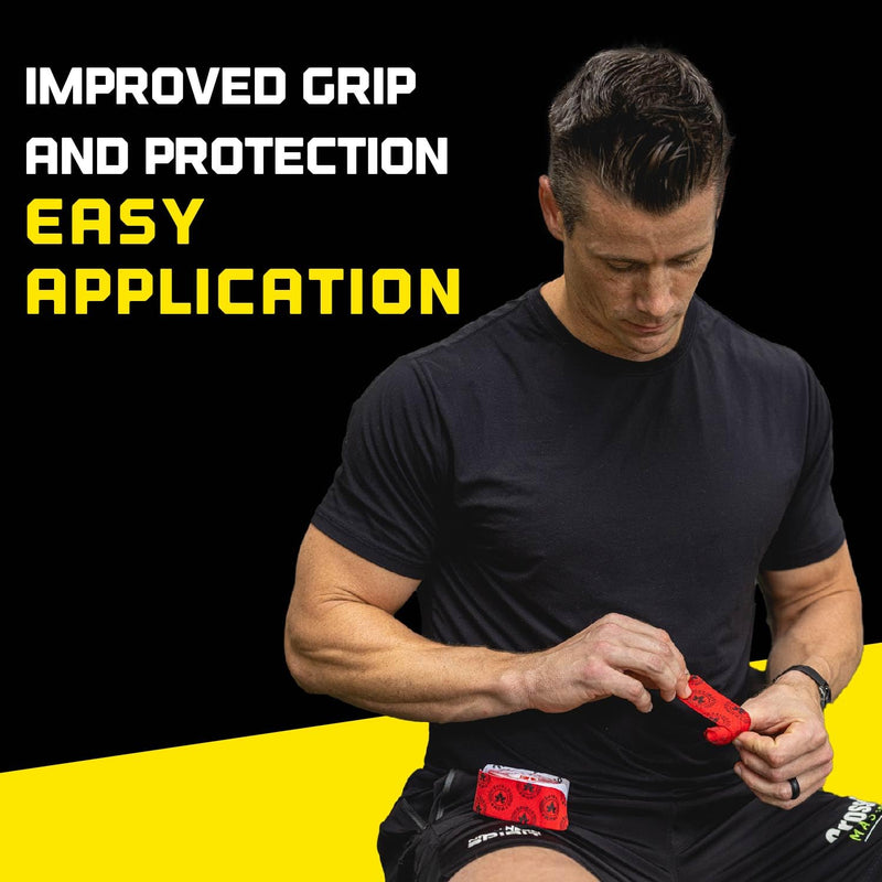 Goat Tape Yellow Super Stretchy Premium Thumb Tape(4-Pack) and Pre Cut Red Athletic Tape for Fingers - Extra Sticky Elastic Athletic Thumb Tape for Weightlifting