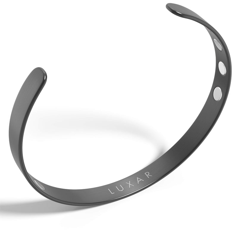 [Australia] - LUXAR Men's/Women's Magnetic Therapy Bracelet | Solid Titanium or Solid Copper | Sophisticated Solid Titanium Bangle with Rare-Earth Neodymium Magnets Large Gunmetal Gray [Men's] 
