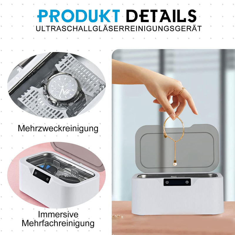 [Australia] - Ultrasonic cleaning device glasses cleaning device 500ml ultrasonic cleaner ultrasonic bath cleaner with 4 time functions and watch stand, ultrasonic device for glasses jewelry watches dentures coins ultrasonic cleaning device 500ml 