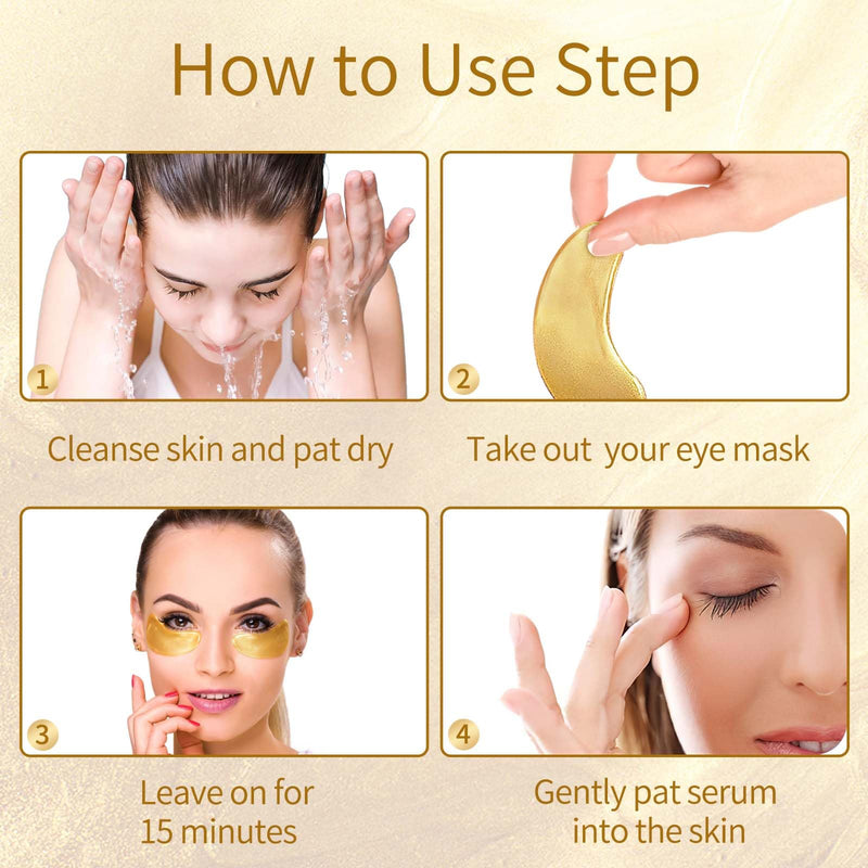[Australia] - Under Eye Patches, 40 Pairs Eye Mask for Dark Circles, Puffy Eyes, Undereye Bags,Wrinkles,Eye Mask Patches with 24K Gold, Hyaluronic Acid,Rose & Aloe Vera, Eye Treatment Skin Care for Men & Women Gift 24K Gold,Pink,Blue,Green 