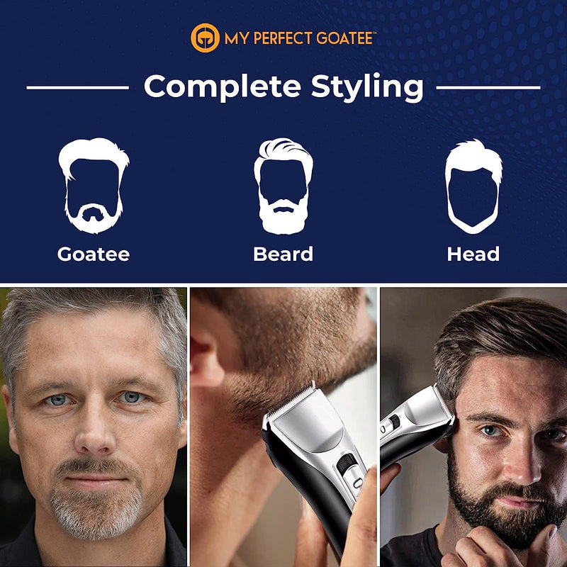 [Australia] - My Perfect Goatee® Beard Grooming Combo Pack for Men: Goatee Shaving Template & Trimmer (MPG-188), 36 Length Settings, Cordless Professional Hair Trimmer for Professional Grooming MLP-188 