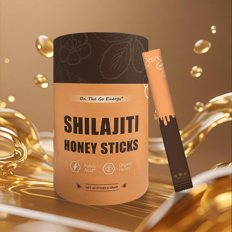 Shilajit Honey Sticks for Men | 100% Pure Himalayan Shilajit Resin with Fulvic Acid | 85+ Trace Minerals for Energy and Immunity Boosting | 30 Sticks (Honey Sticks)