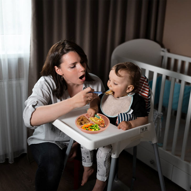 [Australia] - Suction Plates for Baby 3 pack, Stay Put Divided Toddler Plates, 100% Food Grade Silicone Baby Plates, BPA Free, Baby Feeding Supplies, Microwave & Dishwasher Safe 