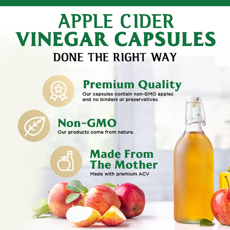 Apple Cider Vinegar 1877mg Per Serving - Vitamin D3, Zinc & Best ACV Supplement Pills Supporting Gut Health for Better Digestion, Immune System Support, Non-GMO Bottled in USA - 60 Capsules 60 Count (Pack of 1)
