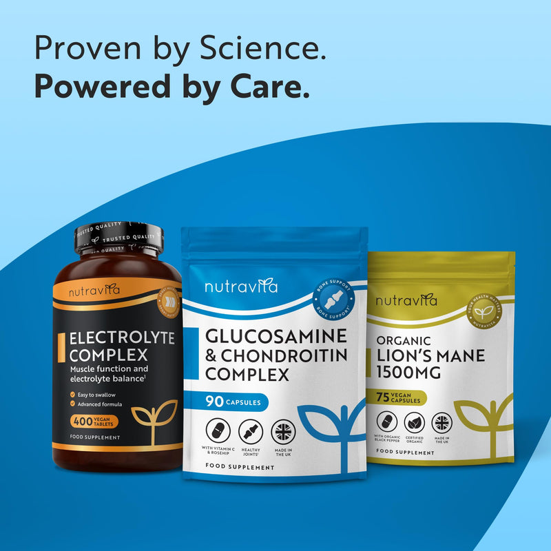 Nutravita Glucosamine and Chondroitin - 90 Capsules - Glucosamine and Chondroitin High Strength - 6-in-1 Complex with Added Vitamin C, Turmeric, Ginger & Rosehip - Food Supplements Made in The UK