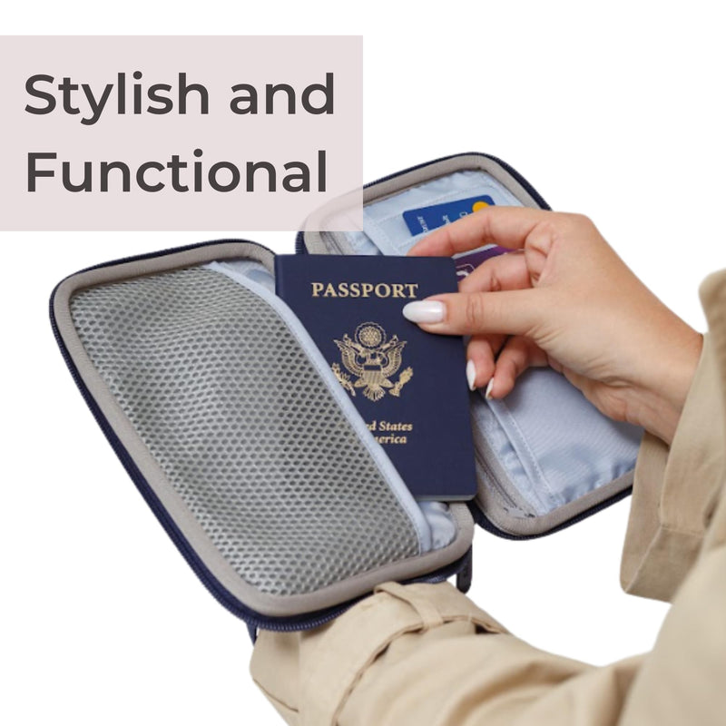 Passport Travel Wallet for Women - Large Multiple Document Organizer and Holder with Wristlet - Espresso