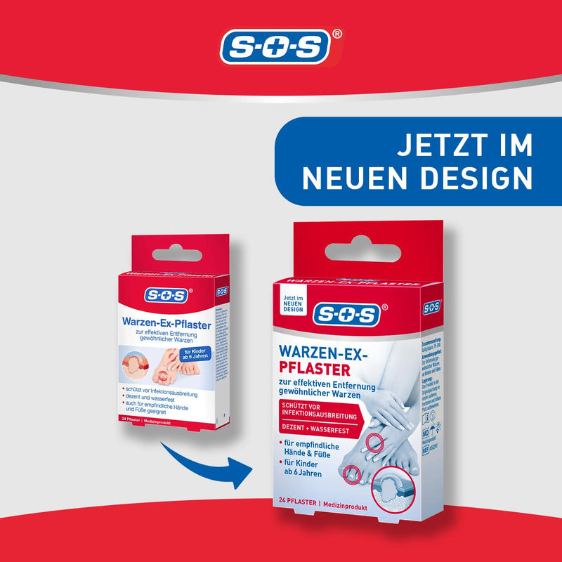 [Australia] - SOS Warzen-Ex plaster - wart plaster for removing common warts on the hand and foot - waterproof - for children aged 6 and over - 24 plasters 1 