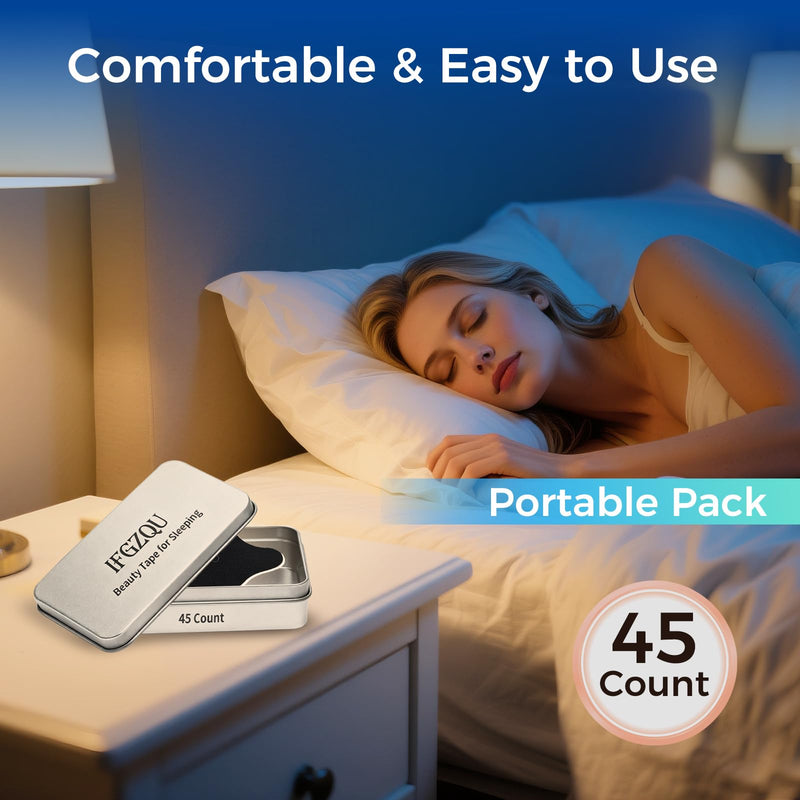 [Australia] - Beauty Tape for Sleeping (45 Count) - Beauty Tape for Snoring Promotes Sculpted Jawline, Brighter Eyes, & Energy - Lip Plumping Sleep Beauty Tape Supports Stronger Chin Profile-I03 