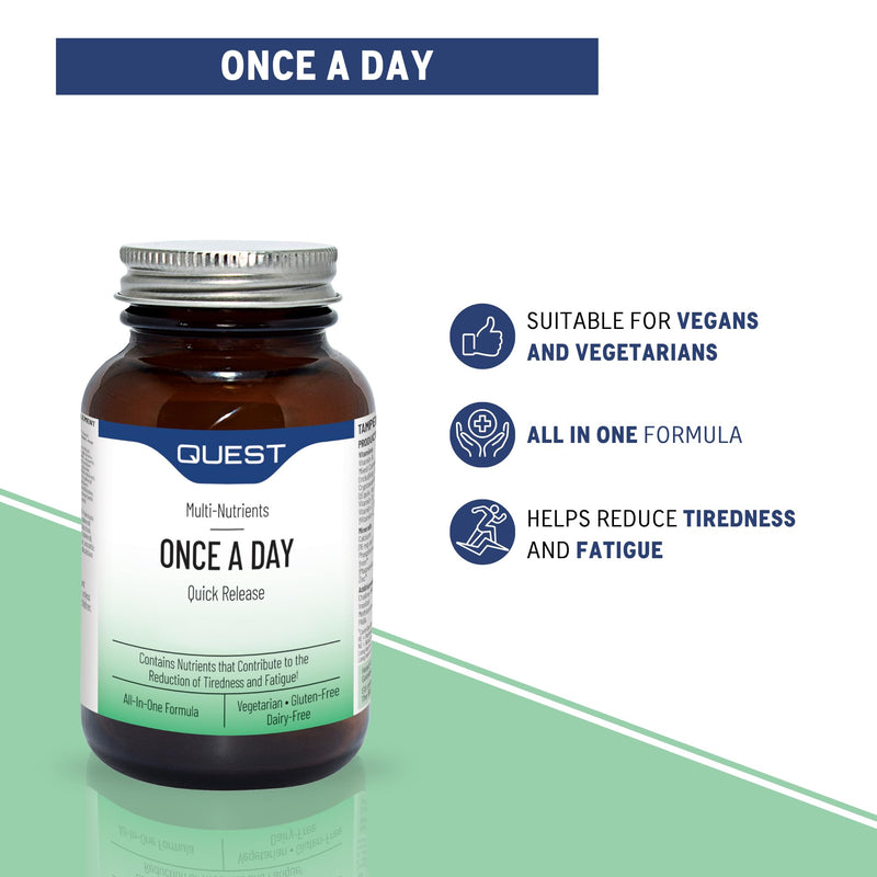 Quest - 90x Once A Day Multivitamins and Minerals Supplements. Daily Vitamins for Men & Women to Support and Boost Overall Well Being. Vitamins C, D, B, Iron, Magnesium, Zinc and More (1 Pack) 90 count (Pack of 1)