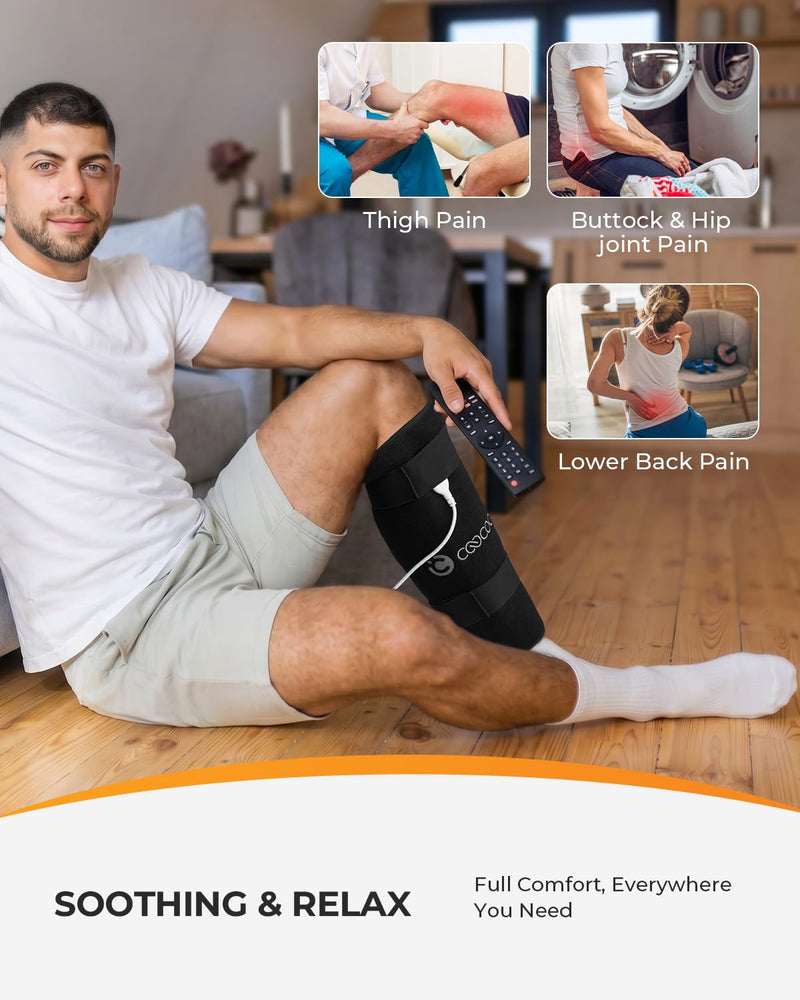 CooCoCo FSA Eligible HSA Hip Heating Pad for Hip and Sciatica Pain Relief | Heated hip brace, 6 heat levels, 4 timers, adjustable wearable fit, soft plush lining for hip, thigh, buttock and lower back 19"x16" Black