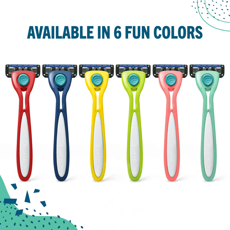 Preserve Shave 5 Five Blade Refillable Razor, Made from Recycled Materials, Sunshine Yellow