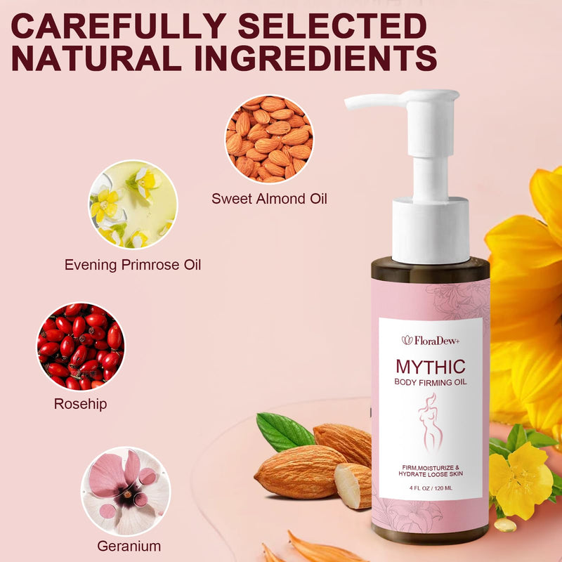 Mythic Body Firming Oil for Women, Unscented Body Oil, 4 FL OZ Moisturizing Skin Care Oil with Vitamin E, Lightweight Fast Absorbing for Dry Skin Daily Use 4 Fl Oz (Pack of 1)
