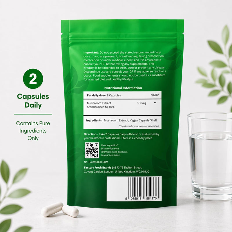 NATRAL TurkkeyTails 120 Capsules - 40% Actives High Strength Turkkey Tails - 100% Extract Only from 100% Fruiting Bodies - with No Additives or Fillers - Supports Immunity