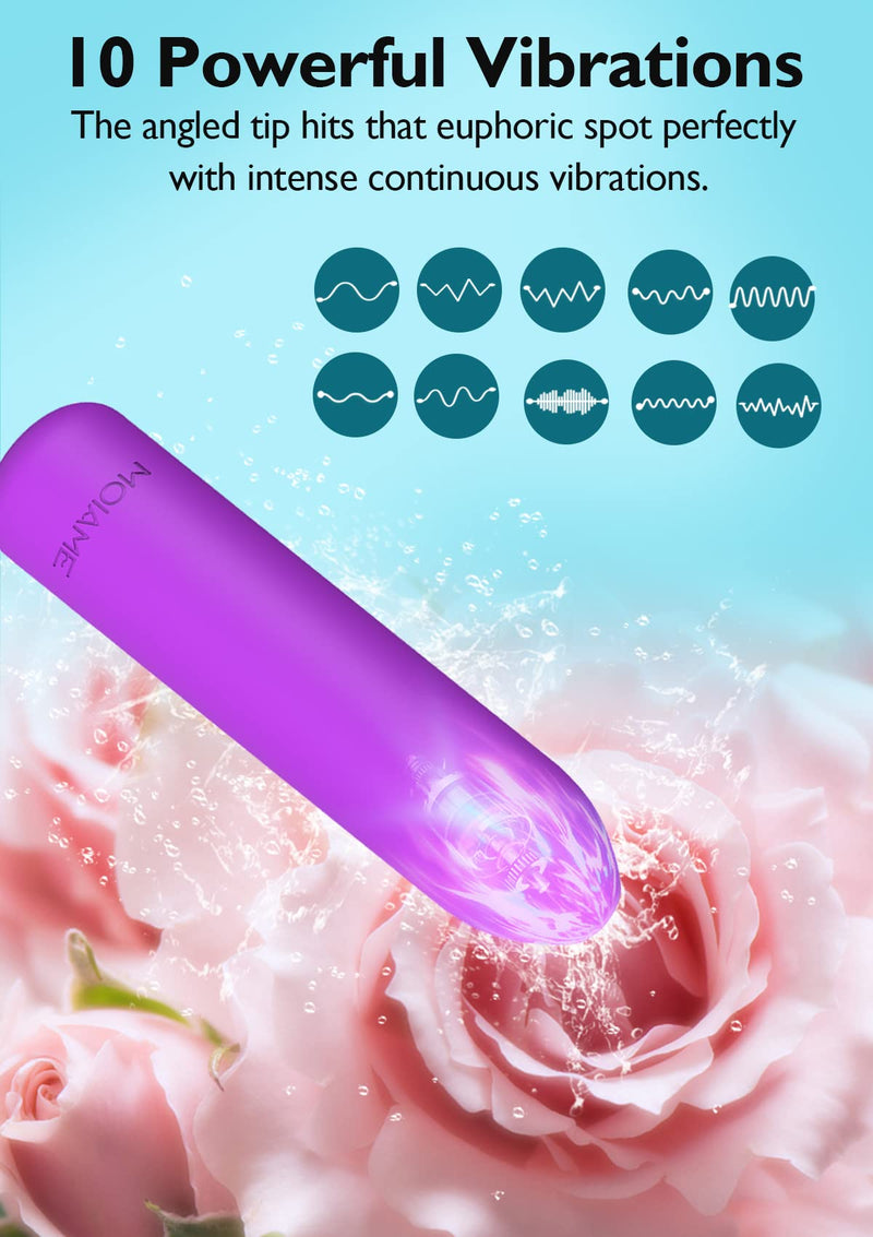 [Australia] - Small Bullet Vibrator for Women: Waterproof Mini Clit Vibrator with 10 Modes, Full Silicone Vibrating Finger Massager for G Spot Nipple, Female Rechargeable Lipstick Vibe Sex Toy, Purple 