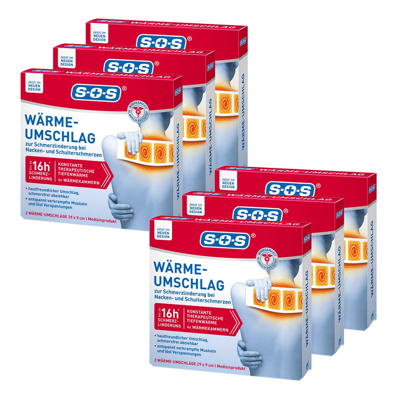 [Australia] - SOS heat compress (6x2 compresses) - pain relief for muscle and joint pain, neck and shoulder pain - relieves tension - up to 8 hours of heat 6x compresses 