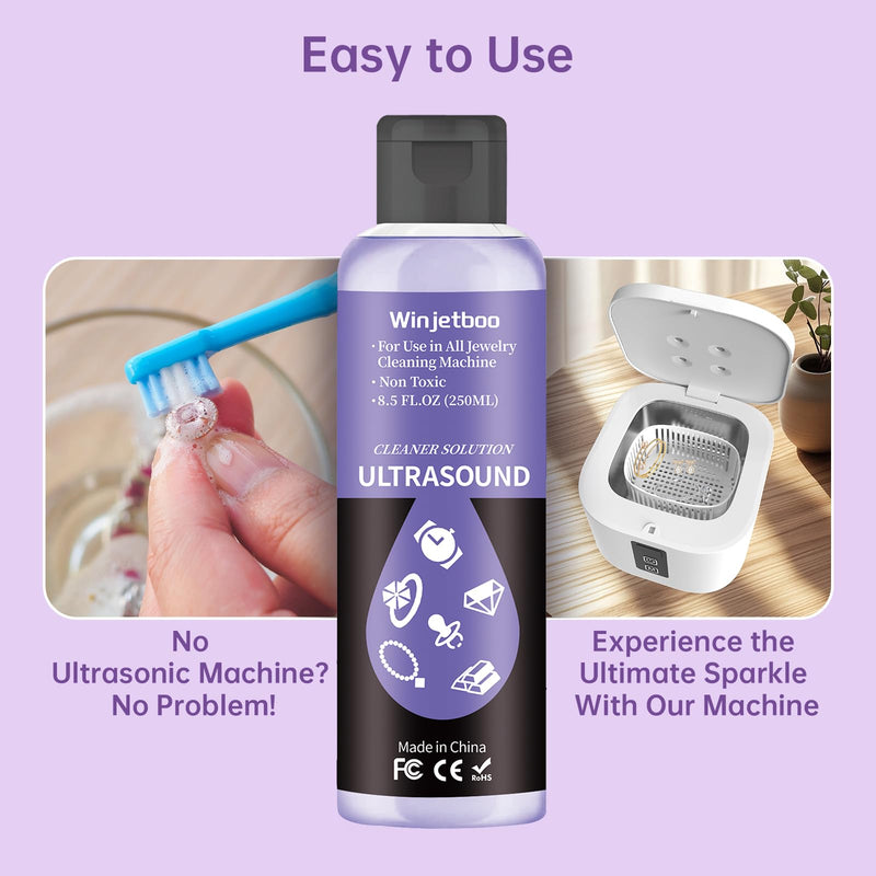 [Australia] - Ultrasound Jewelry Cleaner Solution, Use in All Ultrasound Jewelry Machines, Rings and Eyeglass, Performance Liquid Cleans Solution for Diamonds, Gold, Earrings, and Watch, 8.5 oz/250 ml Purple ( 250 Ml Jewelry Cleaner Solution） 