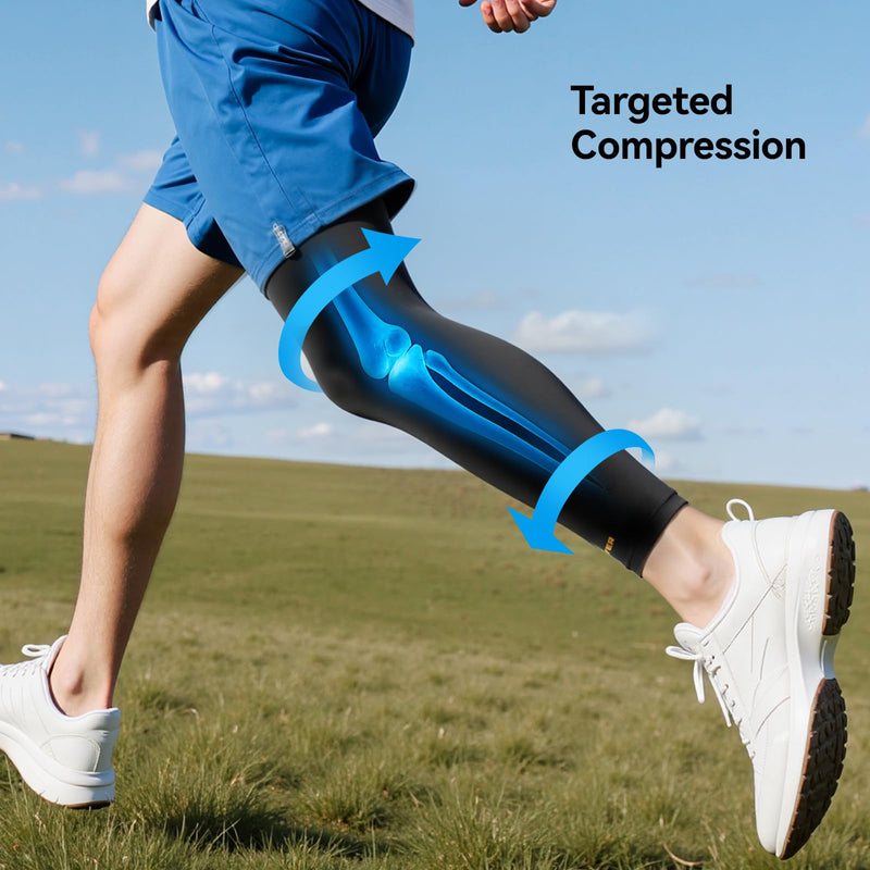 Copper Leg Compression Sleeve for Men & Women [360° Full Compression & Copper Infused] Knee Stabilizer Brace for Meniscus Tear, ACL, MCL, Arthritis & Joint Pain Relief, Calf & Thigh Support for Running Black S/M