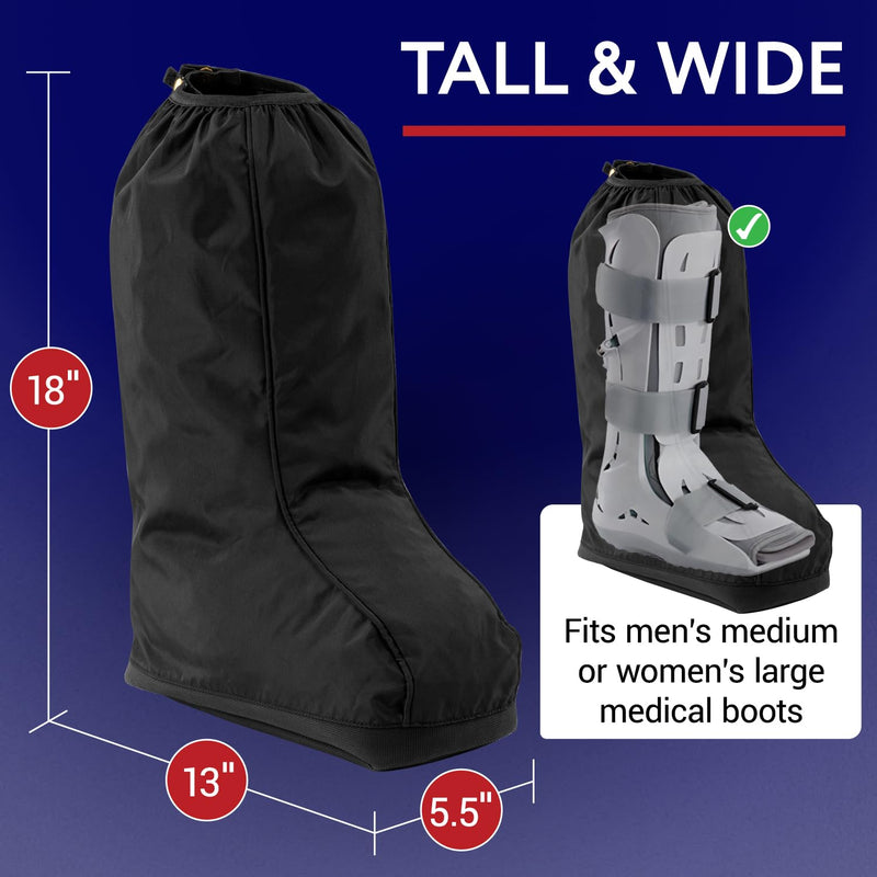 [Australia] - IMPRESA 2 Pack Walking Boot Cover for Foot & Ankle Brace – Medical Boot Shoe Protectors for Rain & Winter Weather – Water-Resistant Cast Cover for Foot Brace & Orthopedic Shoes – Med/Large – Unisex 