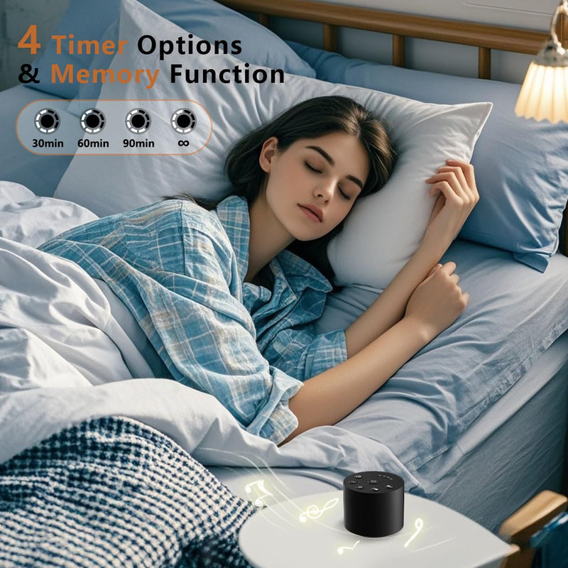 [Australia] - Color Noise Sleep White Noise Portable Sound Machines with 30 Soothing Sounds 32 Levels Volume Compact 4 Timer Options Auto-Off and Memory Function for Travel Home Everyone Black 