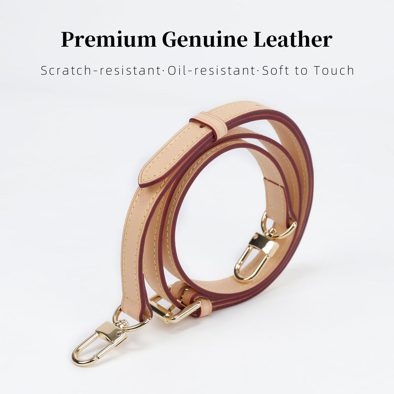 Replacement Leather Strap for LV Bags, 0.59" W, Beige | Adjustable 41-47" L, Natural Patina Over Time, Lightweight for Everyday Shoulder Carry 0.59" Width