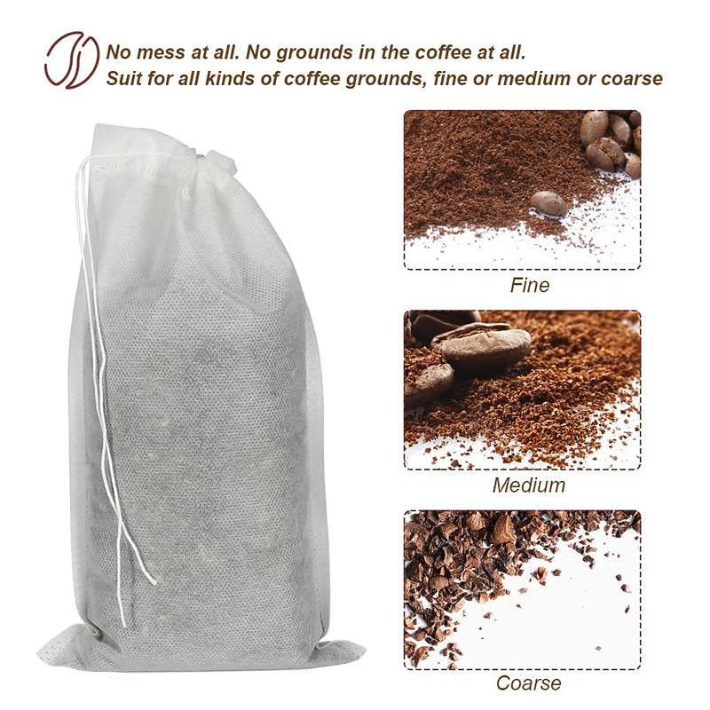 [Australia] - 50pcs No Mess Cold Brew Bags, 6x10 inch Disposable Coffee Filter Bag Fine Mesh Brewing Drawstring Pouches for Iced Coffee Hot Tea Herb Spice 